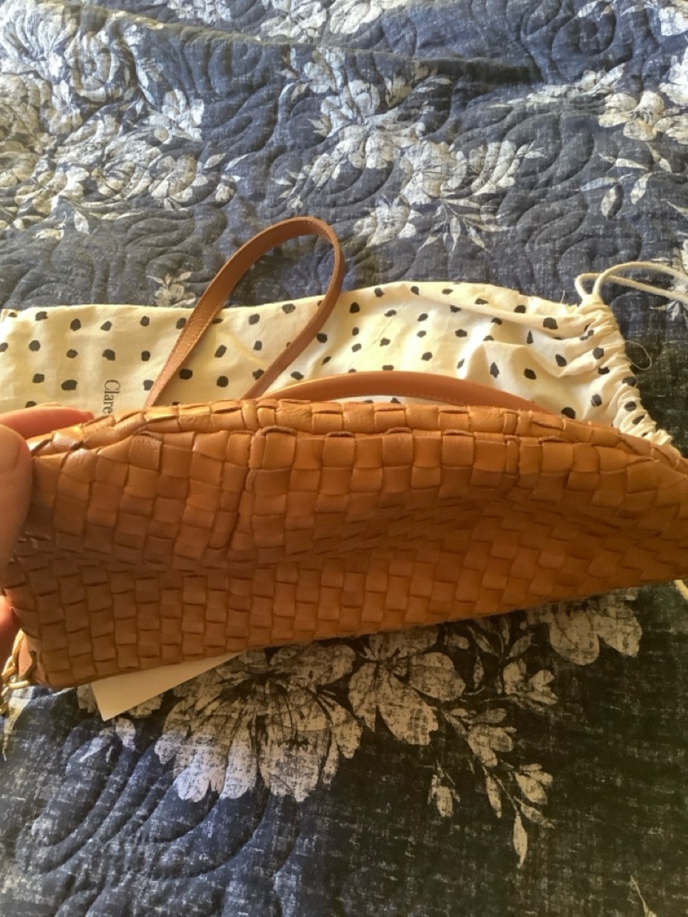 Clare V. Petit Moyen Messenger Natural Woven Tan Leather - Picture 6 of 11